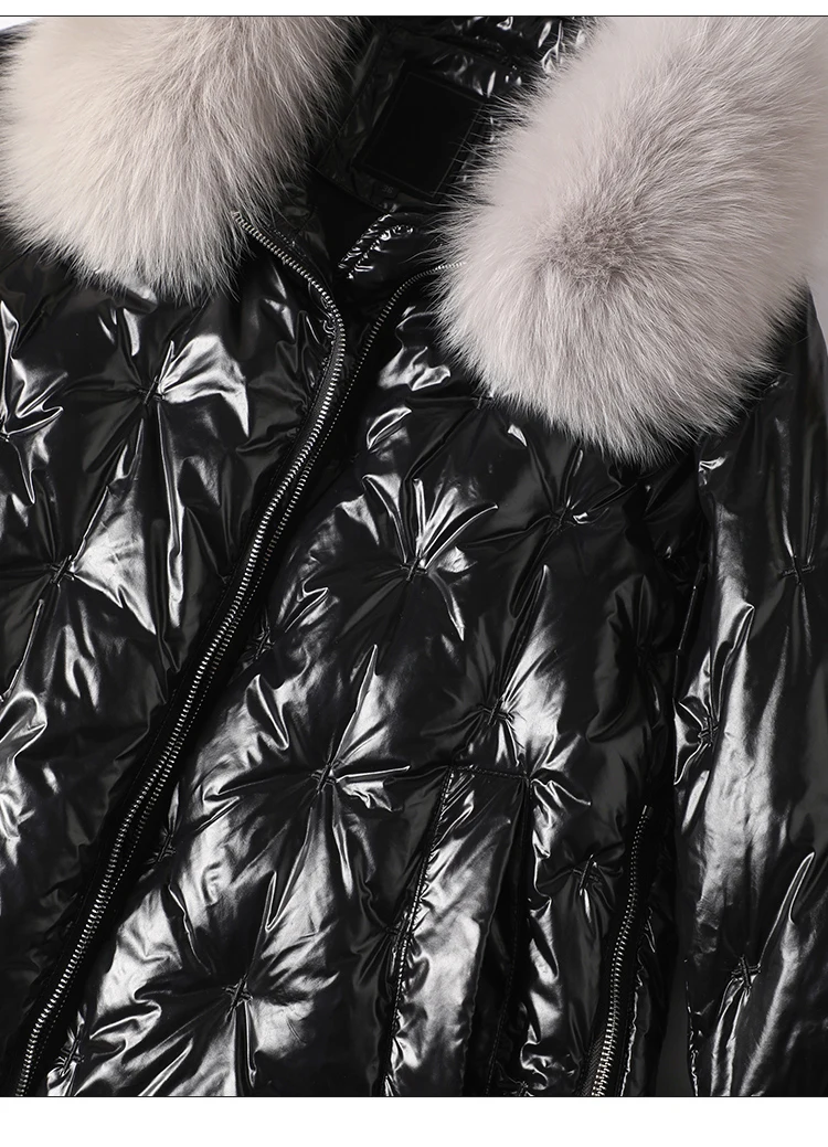 

Short Fox Women's Fur Collar Style 2021 Winter New Popular Fashion Loose Jacket Wide-waisted 90% White Duck Down