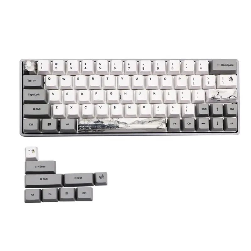 

Ink Dye-Sublimation Mechanical Keyboard Cute Keycaps PBT OEM Profile Keycap For GH60 GK61 GK64 Keyboard