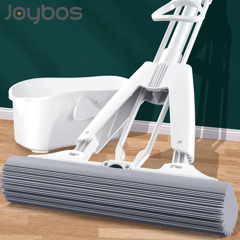 JOYBOS-fregona exprimidora de doble pliegue, mopa con cabezal de esponja, absorbente de agua, para suelo del hogar, sin pegamento, de algod&oacute;n, JBS10-0