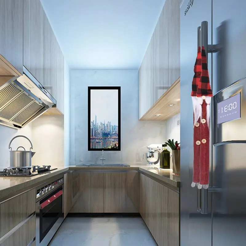 

8 Pieces Christmas Refrigerator Door Handle Cover Santa Snowman Kitchen Appliance Handle Anti Skid Covers Decorations for Fridge