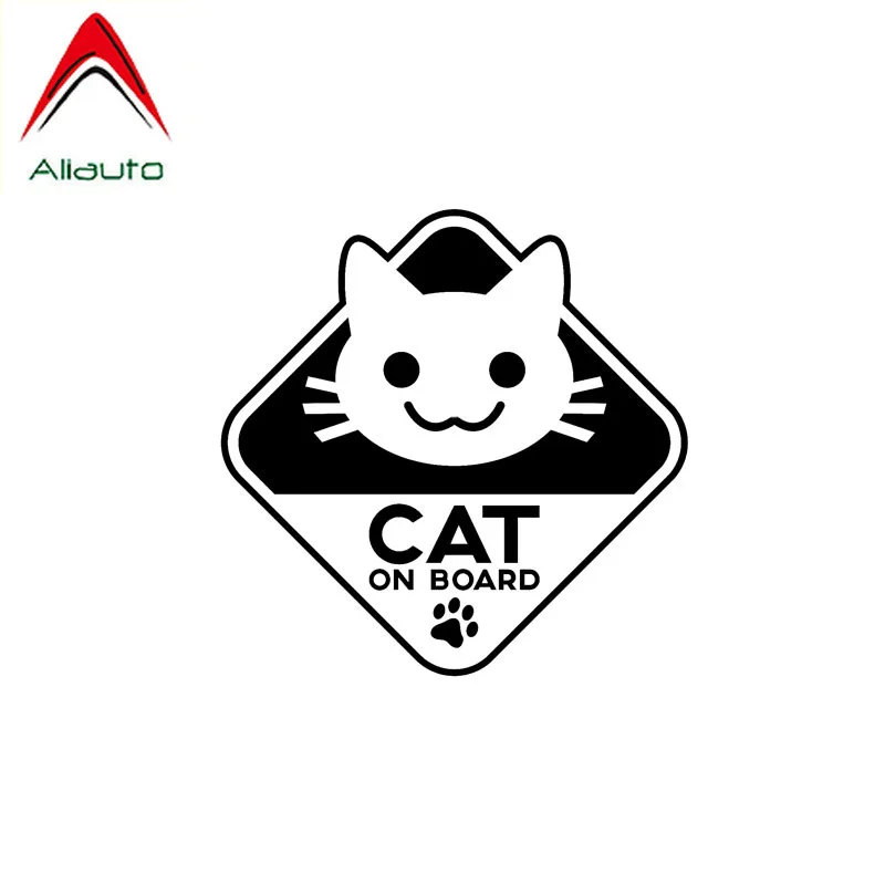 

Aliauto Funny Vinyl Car Sticker Cat on Board Waterproof Sunscreen Anti-UV Reflective Decal Accessories Black/Silver,16cm*16cm