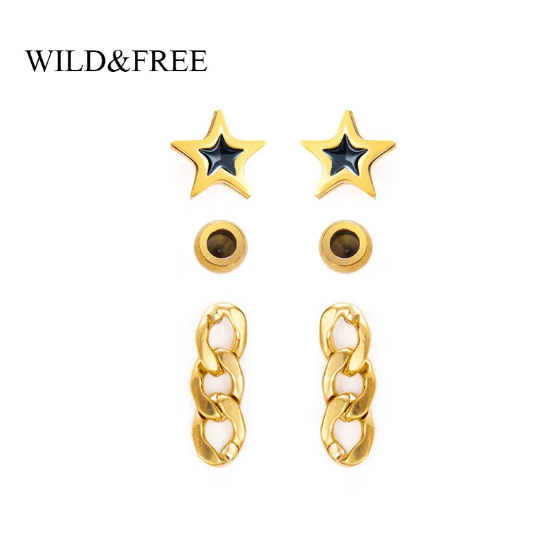 Wild & Free 2019 New Star кисточкой серьги гвоздики Комплект сережек для женщин и девочек 3