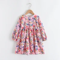autumn kids baby girls casual long sleeve print flower o neck knee length dress toddler children clothes 2 6y