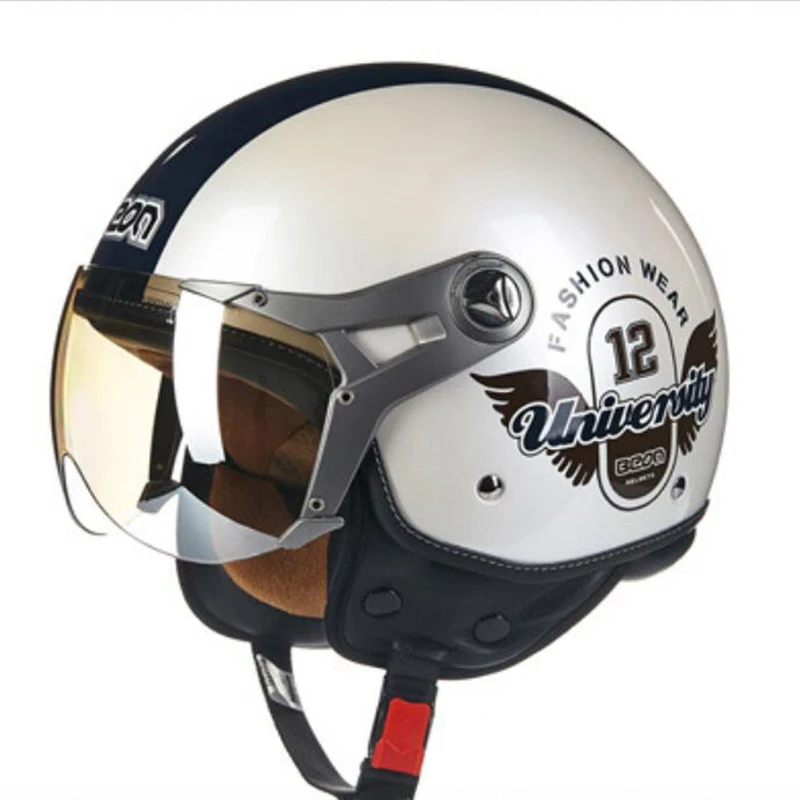 B-100 black gray BEON мотоциклетный шлем Chopper 3/4 с открытым лицом винтажный шлем Moto Casque Casco Capacete для мужчин и женщин скутер мотоциклетный шлем - Цвет: B-100 black gray