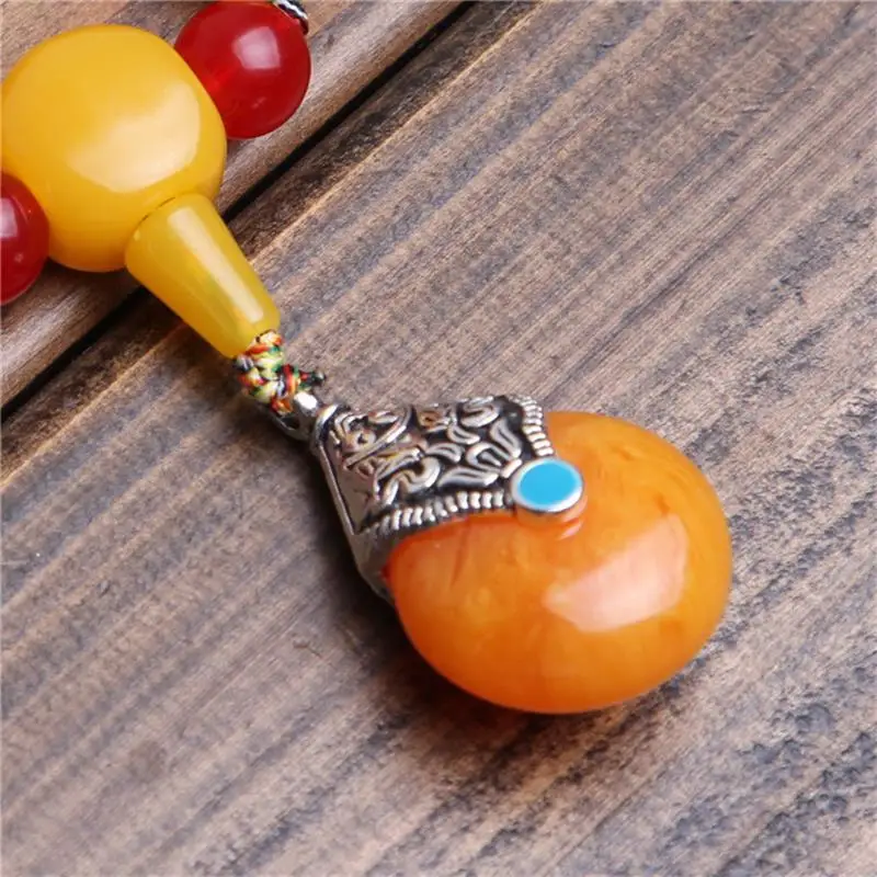 1 шт. антикварная тибетская серебряная подвеска Будды желтая Bodhi бусы для женщин