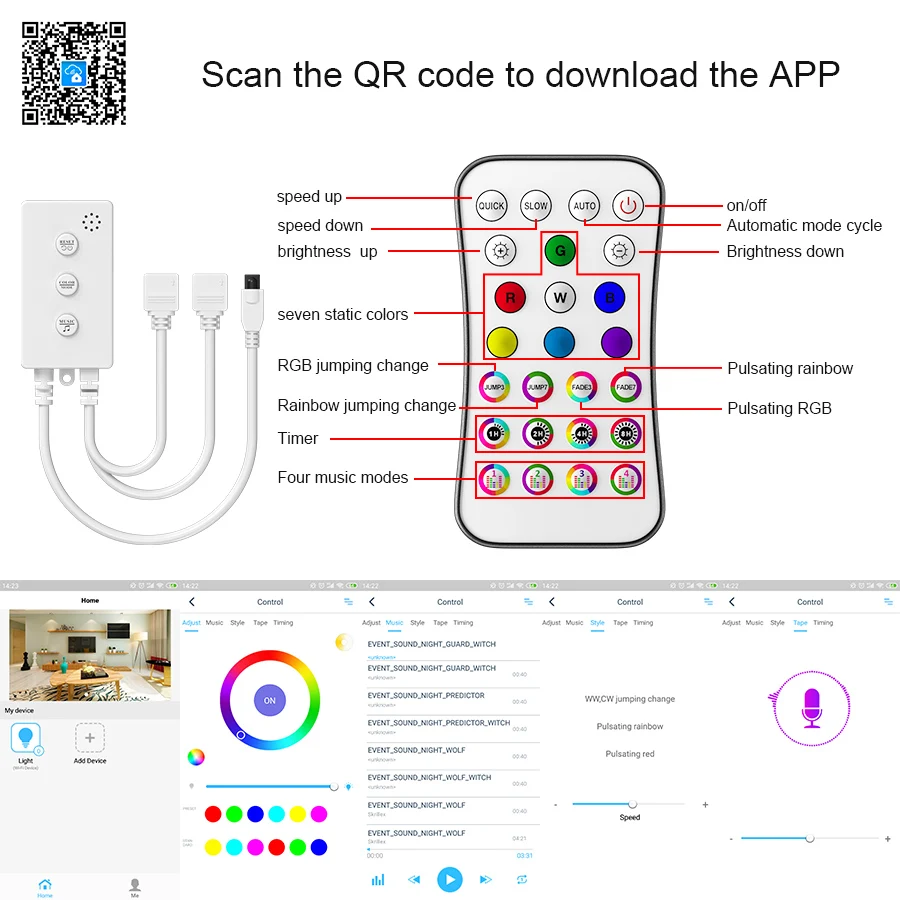 

SMD 5050 Led Strip Light RGB Smart Wifi APP Control Waterproof 5m 10m Led Tape Flexible Ribbon Led lights for kitchen Christmas