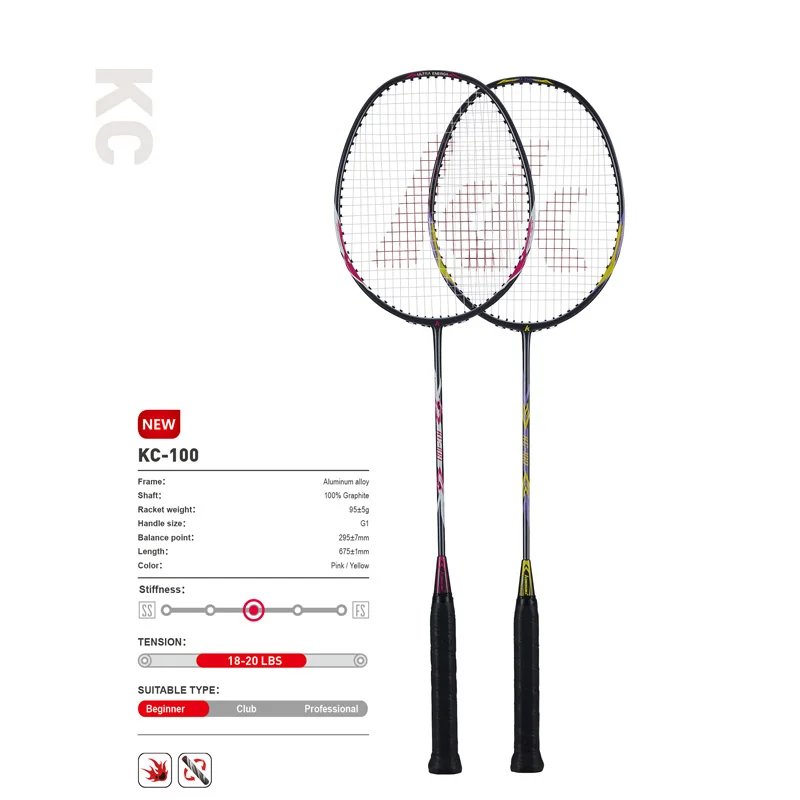 

Kawasaki Badminton Racket 1U Aluminum Alloy Frame Badminton Racquet for Men and Women With String KC-100