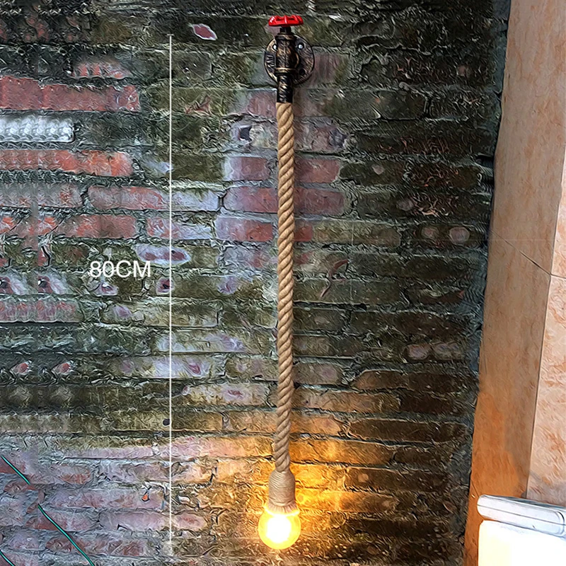 

Industrial Rope Wall Lamp Vintage Wandlamp Water Pipe Led Wall Vanity Light For Restauant Porch Corridor Stairs Balcony Bar Cafe