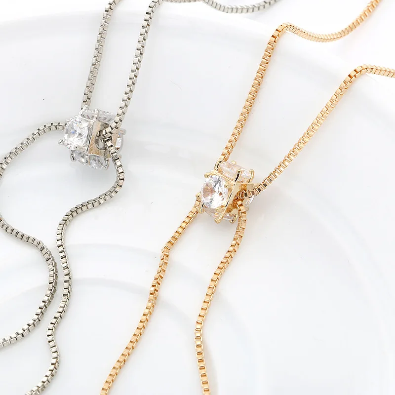 Простое модное серебряное ожерелье с цирконием жемчужный свитер длинная цепочка