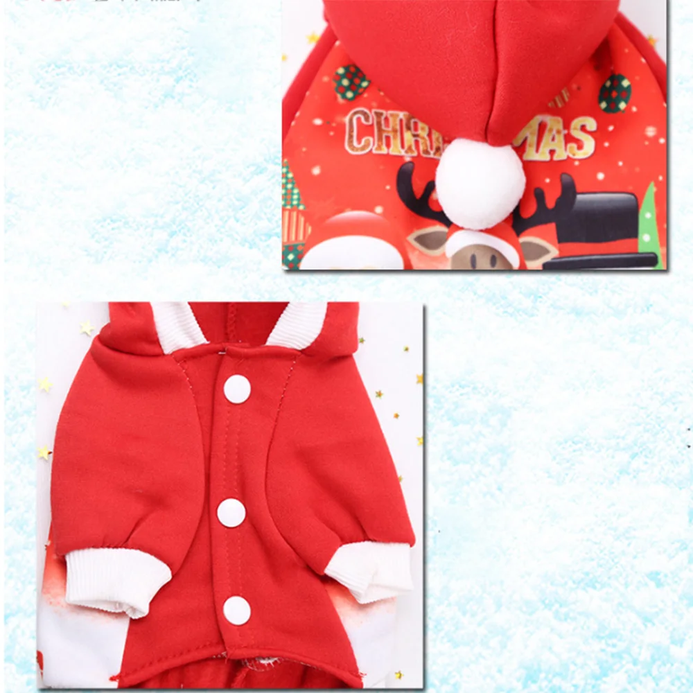 Christmas Dog Clothes Winter Autumn Red Coat Clothing Santa Pattern Costume Pet Cute Puppy Outfit For | Дом и сад