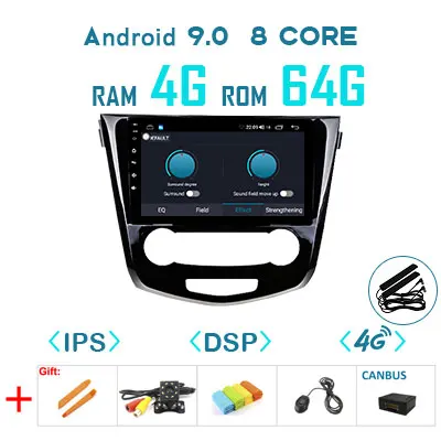 9.0 4G 64 DSP-M 1280P ips Android 9,0 Carplay 64G Автомобильный gps радио для Nissan X-Trail 3 T32 2013- Qashqai J10 J11 мультимедиа без DVD плеера - Цвет: 9.0 4G 64 DSP-M