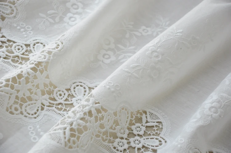 100% хлопок с двусторонней вышивкой кружева ткань занавески юбка ширина 130 см