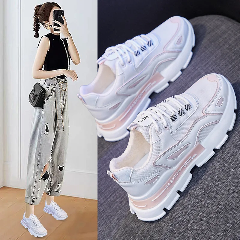 

NAKKESHMEN-2021 Spring New Breathable Student Running Sneakers Female Street Shooting Trendy Shoes Old Women's Shoes