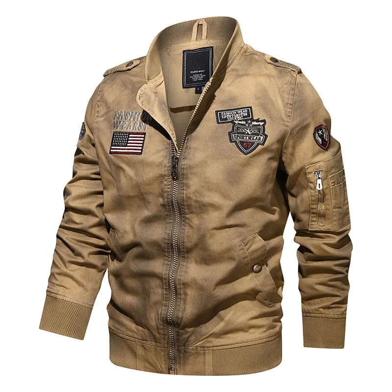 Куртка-бомбер мужская в стиле милитари тактическая мытая летная куртка