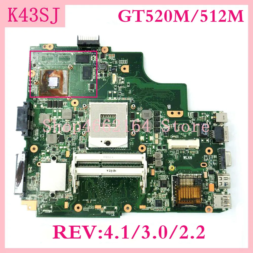 K43SJ материнская плата N12P-GV-B-A1 GT520M/512 М REV4.1/3,0/2,2 для Asus A43S X43S K43S P43S K43SM K43SV K43SJ Материнская плата ноутбука испытания