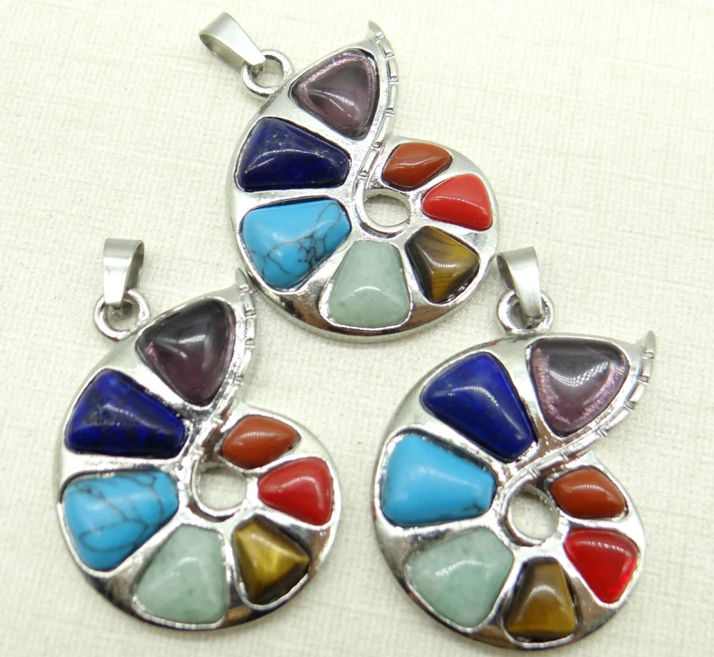 

2020 Hot Sale Natural Stone Quartz Crystal Pendant Yoga Choker Reiki 7 Chakra For Diy Jewelry making necklace 6pcs