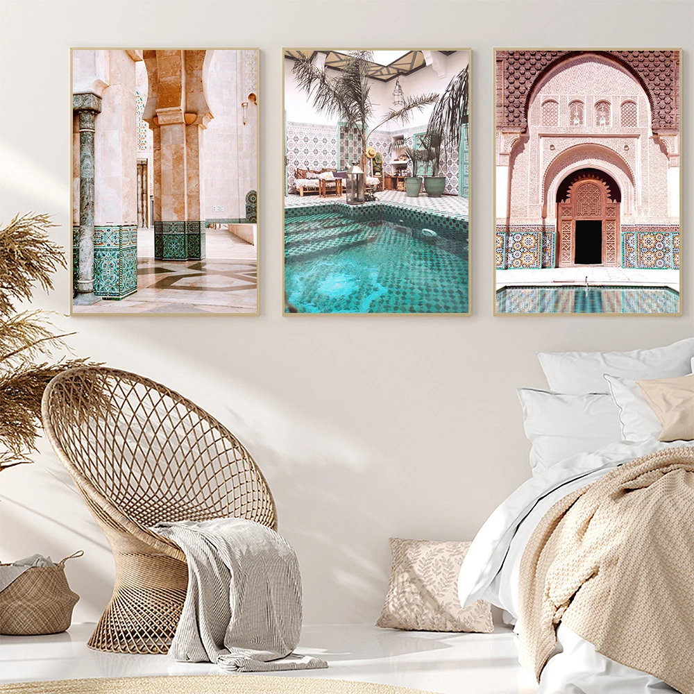 

Moroccan Door Marrakech Canvas Poster Islamic Muslim Architecture Pictures Wall Art Print Painting For Livingroom Bedroom Decor