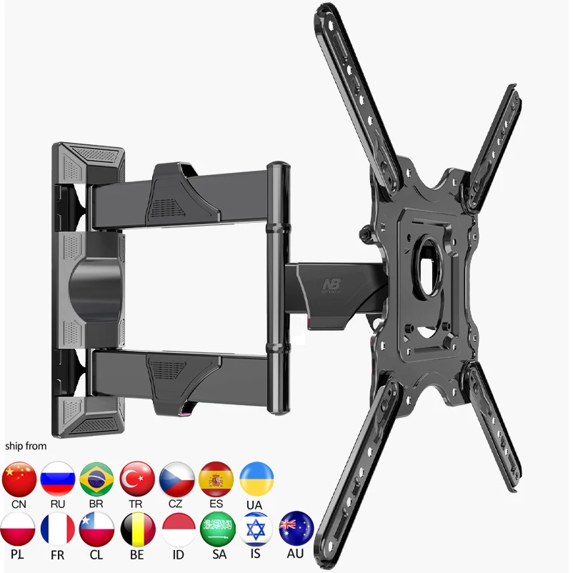 

NB NEW P4 32"-55" retractable 3 arm swing full motion 70kg tv wall mount articulating bracket with adaptor 400x400 hide cable