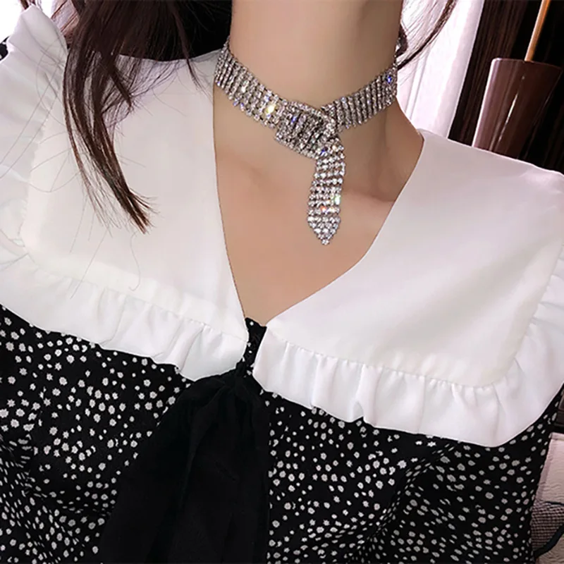 Цепочка Стразы с кристаллами короткое кольцо-чокер для шеи цепочка до ключиц