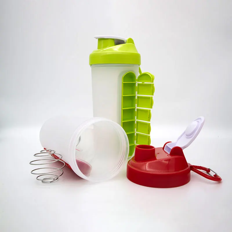 

600ml Sports Plastic Water Bottle Combine Daily Pill Boxes Organizer Drinking Bottles Leak-Proof Bottle PP Pill Box Outdoor