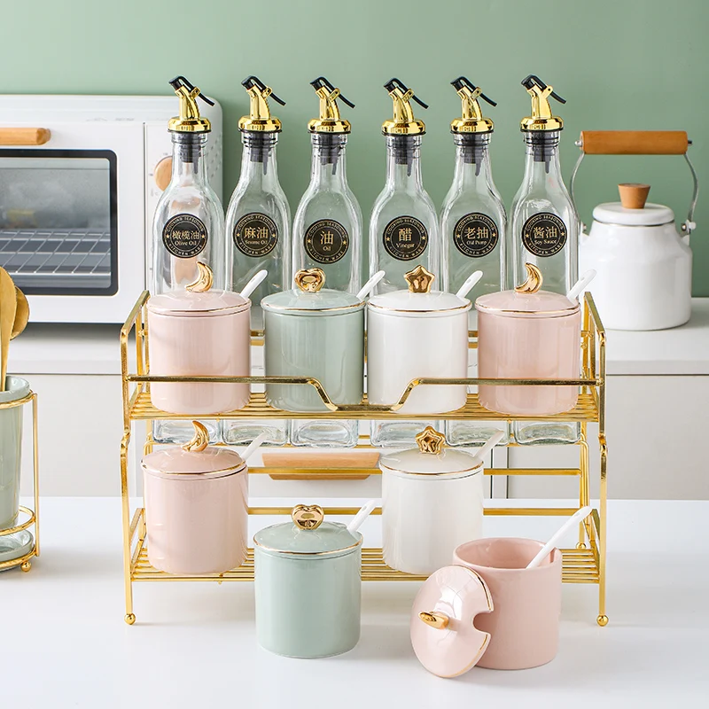 

Баночка для специй в скандинавском стиле, керамический роскошный контейнер для соли, бутылка с распылителем для масла, баночка для специй, с...