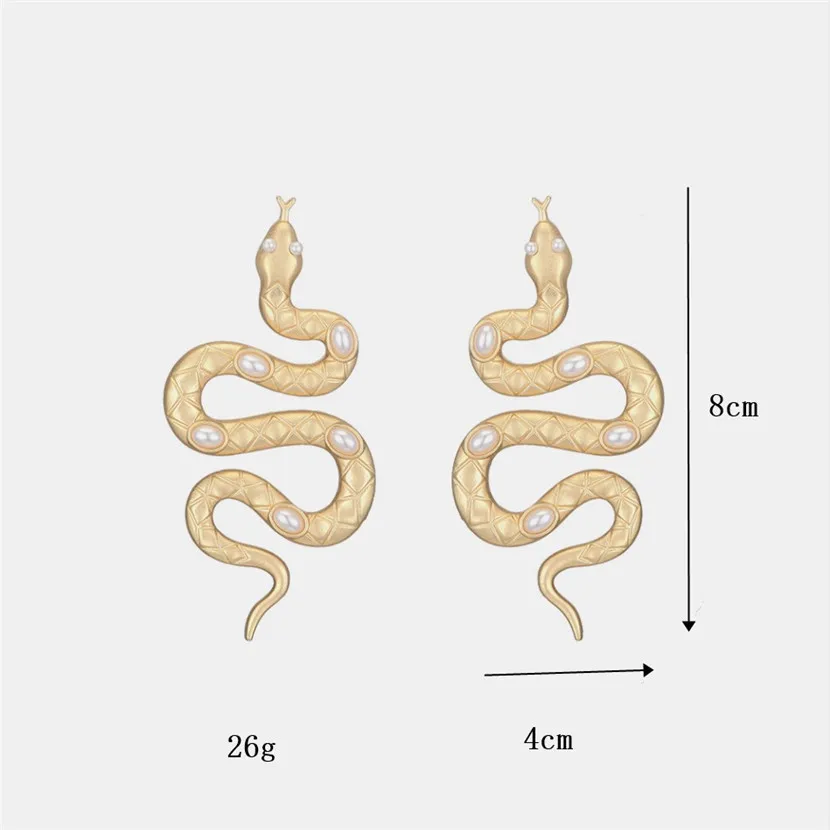 

Snake Earrings Long Hanging Earring With Pearls Vintage Jewelry For Women Metal Matte Gold Plated Cool Stuff New Valentines Day