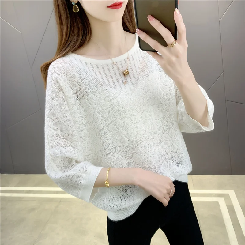 

Room 193722, 7 under the row 2 】 make spring collar hollow out pure color pullovers [1088] 46