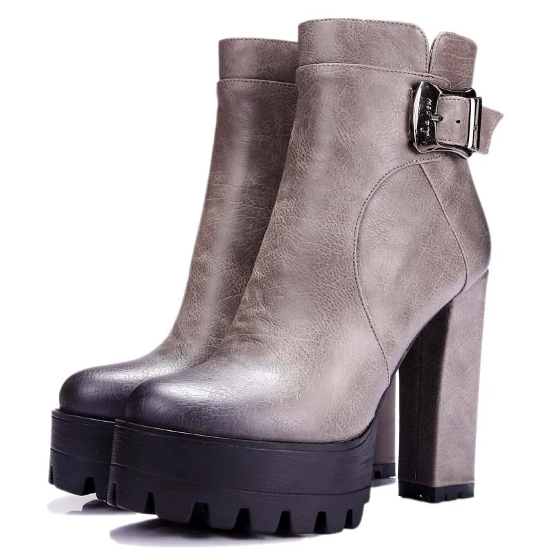 ANMAIRON 2019 Ankle Boots for Women PU Round Toe Motorcycle Square Heel Winter Cotton Fabric Shoes Woman | Обувь