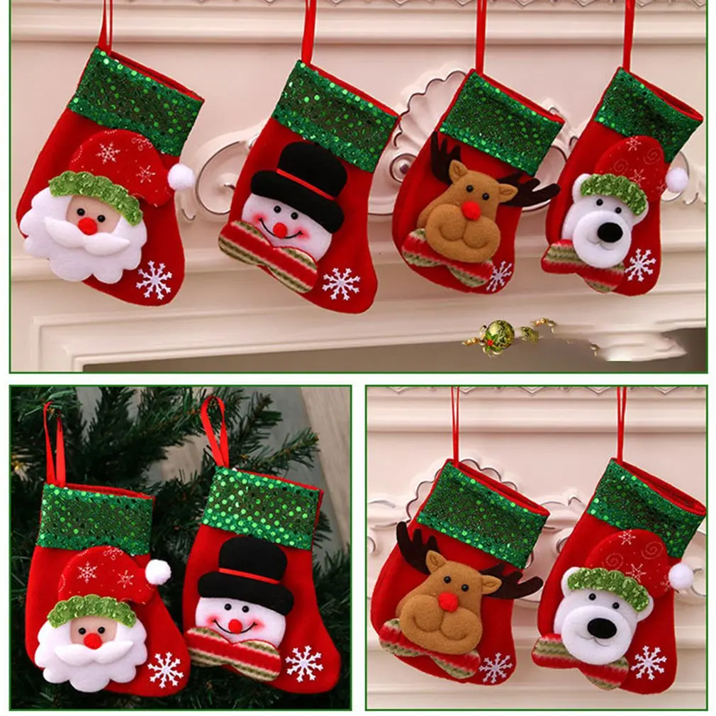 Лидер продаж рождественский подарок рождественские чулки носок Санта Клаус