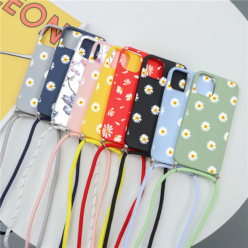 

Necklace Lanyard Rope Case Soft TPU Case For iPhone 12 Pro Mini XR XS Max X 7 8 6 6S Plus SE 2020 10 Cover For iPhone 11 Pro Max