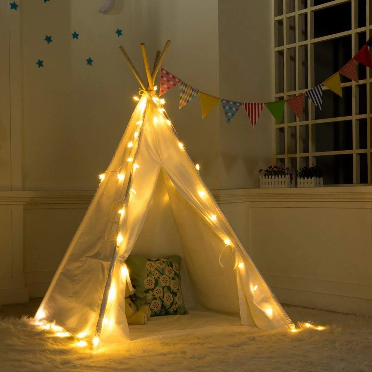 130/135/160cm Tipi Triangle KidsTent Teepee Canvas Sleeping Dome Play-Tent House Wigwam Room Children's Tent Game-House | Игрушки и
