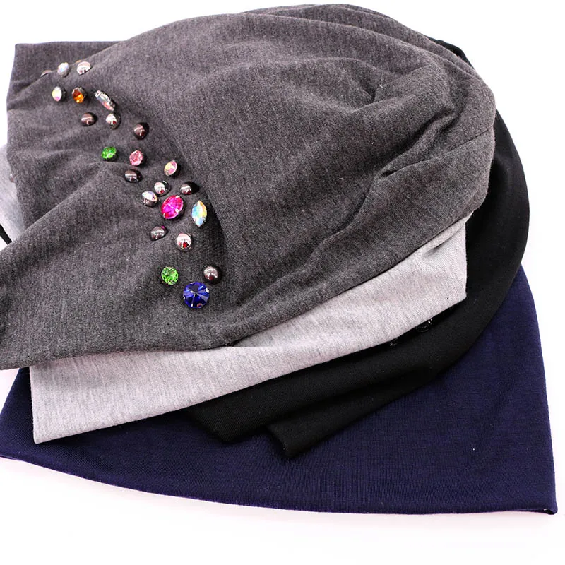 Новинка брендовая Весенняя женская шапка мягкие стразы громоздкие Skullies Beanies