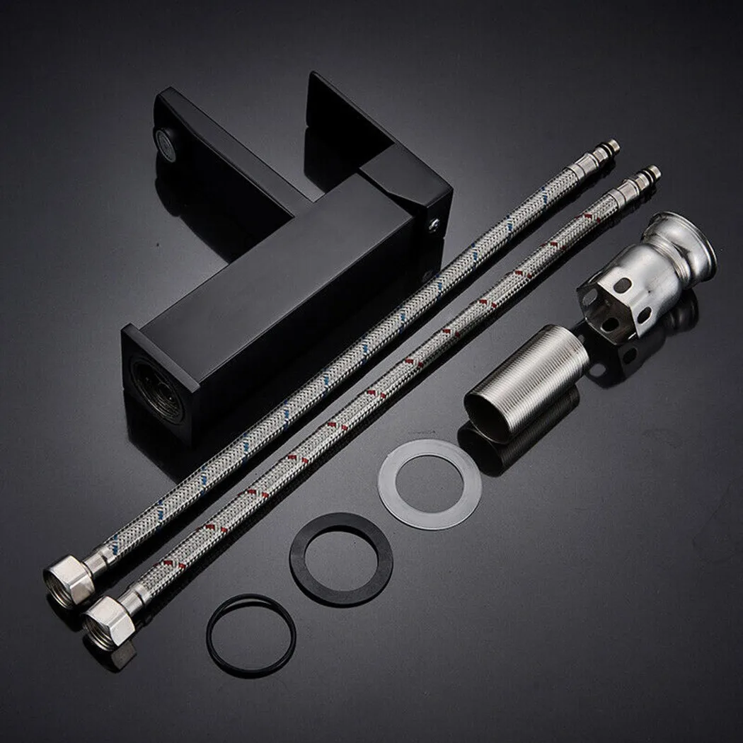 

Basin Sink Tap +2pcs Dapter Hose Monobloc Mixer Taps Waterfall Brass Faucet Pipe Set Water Chrome Bathroom Kitchen Accessory