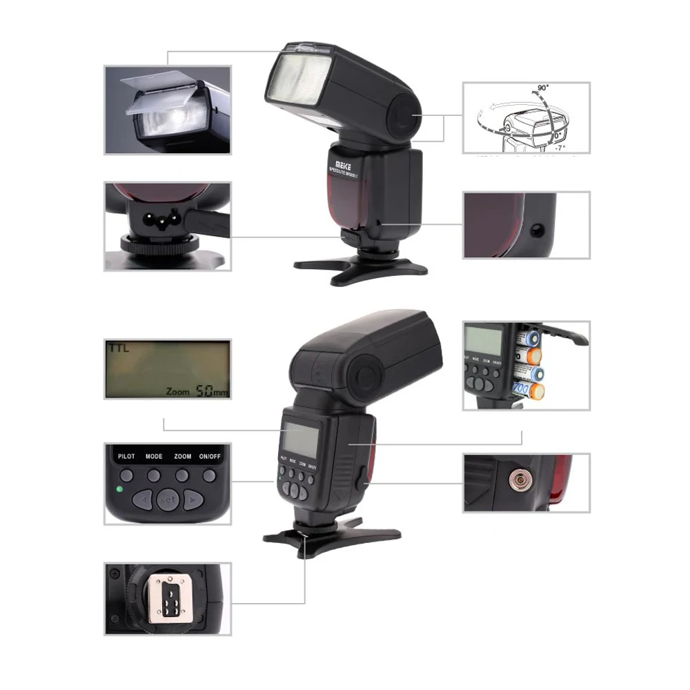 Фотовспышка Meike MK 950II N TTL для камеры Nikon D7100 D7000 D5200 D5100 D5000 D3100 D3200 D600 D90 D80
