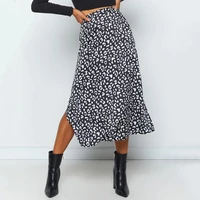 2021 spring and summer womens leopard chiffon print split skirt sexy zipper high waist skirt jean skirt skirts womens 2020