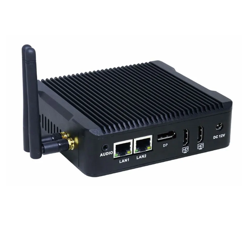 Мини ПК без вентилятора Eglobal четырехъядерный процессор Intel celeron N3160 2 * Lan HDMI HD graphic 4K