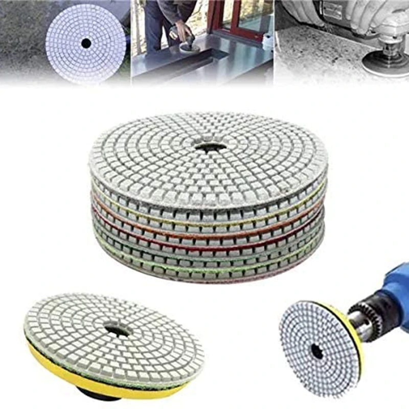 

HOT 8Pcs Diamond Polishing Pads +Back-Up Pad 4 Inch Wet/Dry Set for Granite Stone Concrete Marble Grinding Discs