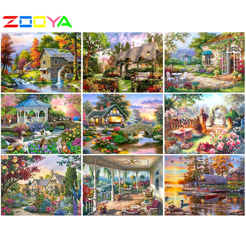 ZOOYA 5D DIY Алмазная Картина Пейзаж полная дрель цветок вышивка Дом стразами Вышивка