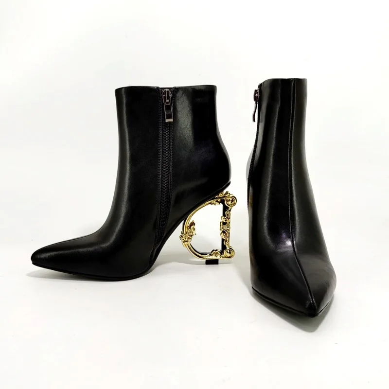Брендовые дизайнерские короткие женские ботильоны из натуральной кожи с