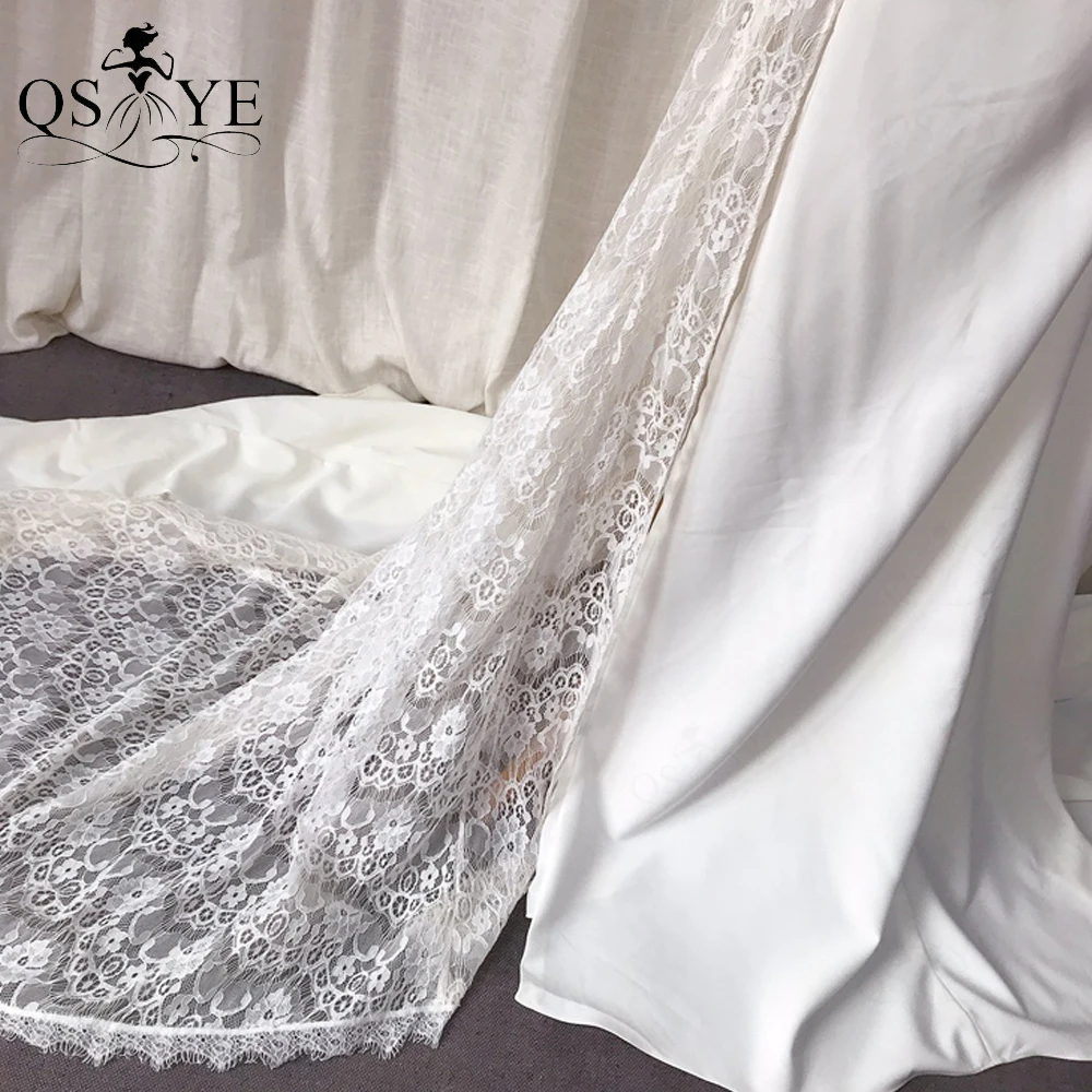 

QSYYE Summer Bohemian Cheap Wedding Dresses Shoulder Strap Beach Bridal Gowns One Shoulder Fine Lace Bride Wedding Gown Illusion