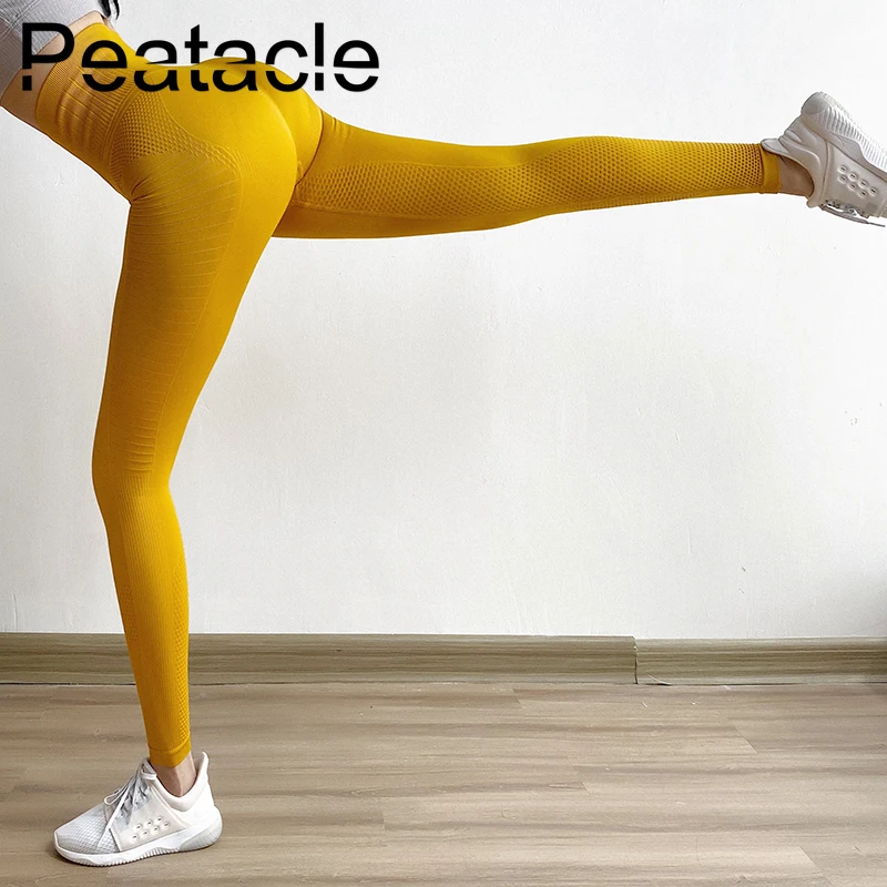 Peatacle штаны для фитнеса женщин энергии бесшовные тренировки спорта с высокой