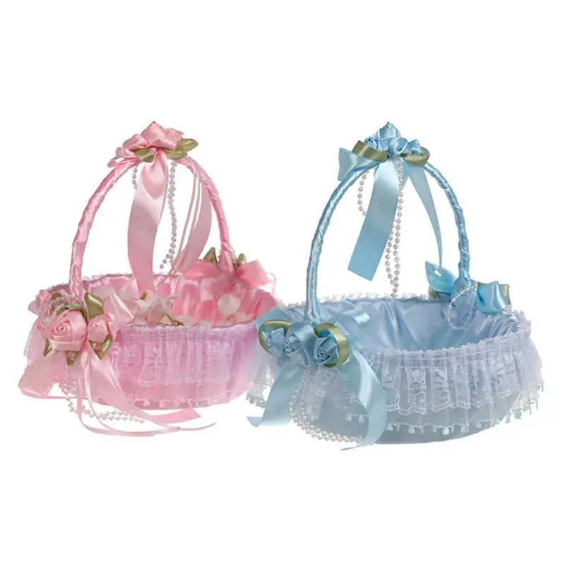 

Creative Wedding Ceremony Party Decorative Practical Lace Flower Girl Wedding Basket Flower Basket