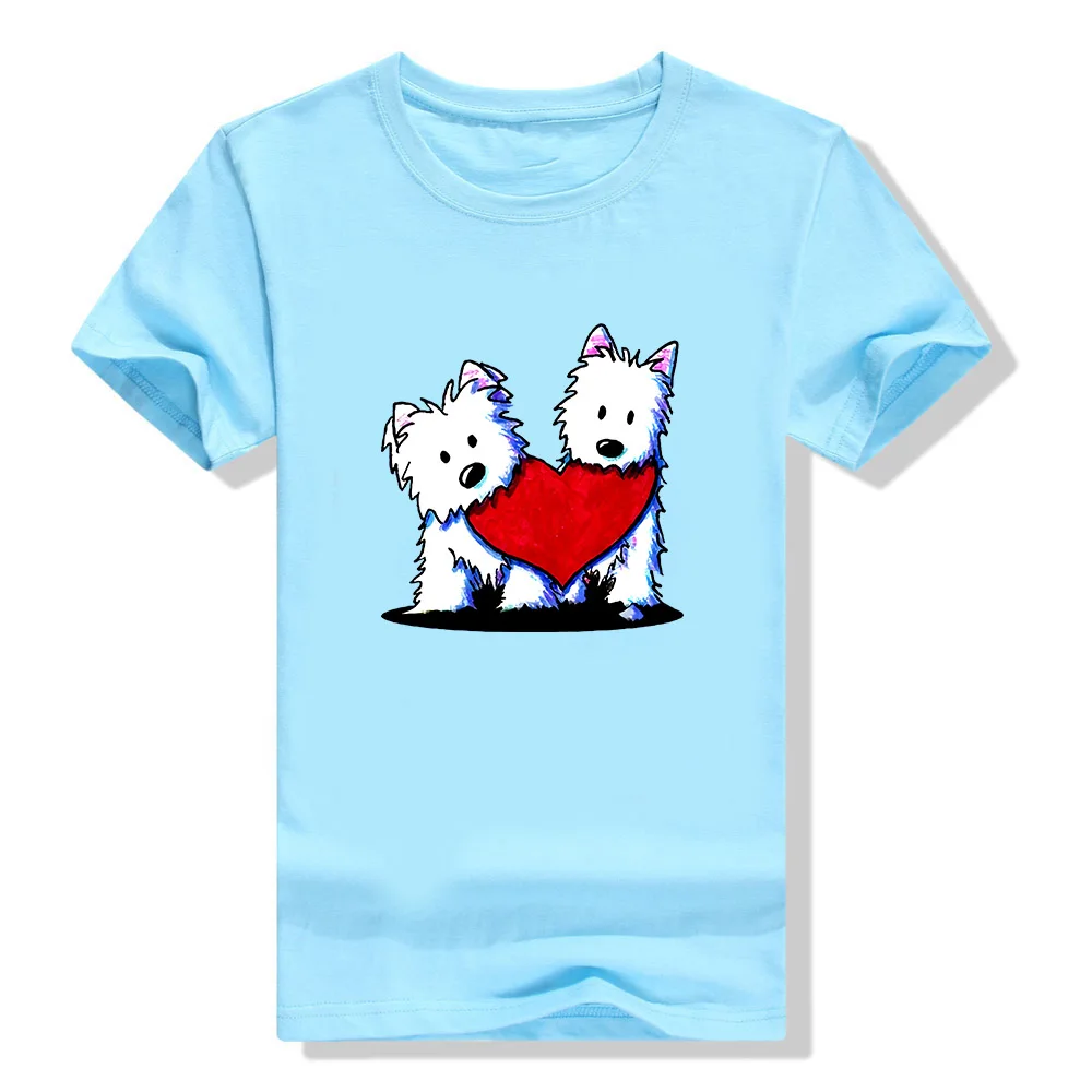 Небесно-голубой Футболка с надписью «Inktastic This Girl Loves Her Westie», домашние животные, Западный Хайленд, белый терьер, одежда для улицы, футболка - Цвет: Небесно-голубой