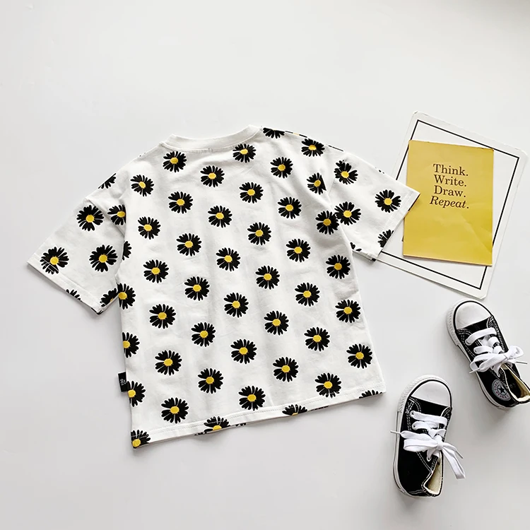 1-6T Toddler Infant Kids Baby Girls Boys T-shirt Summer Fashion Daisy Print Short Sleeve Tops Tee Shirt Clothes Outfits | Детская одежда