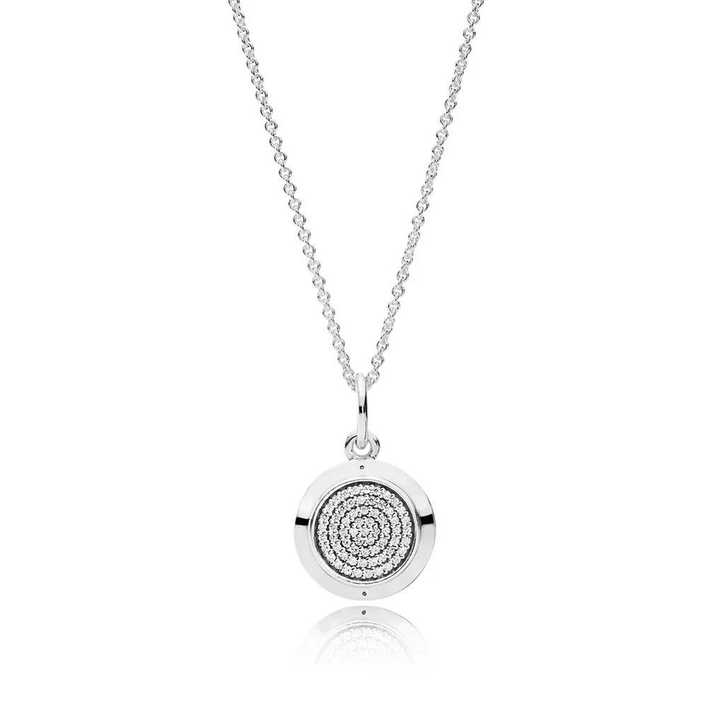 

Authentic 925 Sterling Silver Original Signature Pave Pendant pan Necklace Fit Bead Charm Gift DIY Jewelry