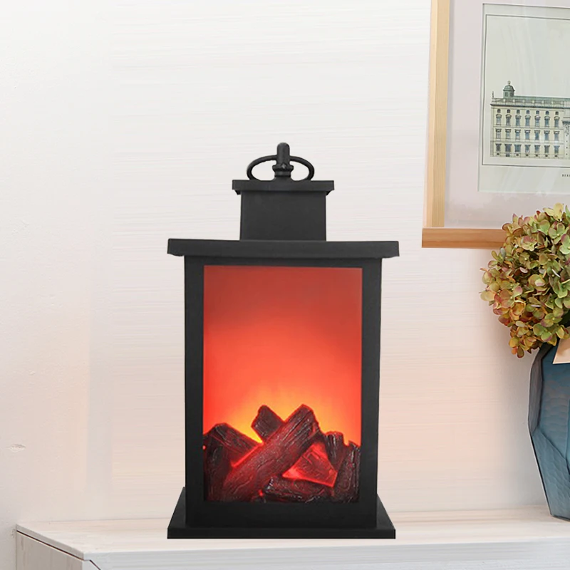 

portable Simulated Fireplace Candle Holder fireplace lantern Charcoal Flame Light Hang Light night lamp night light home decor