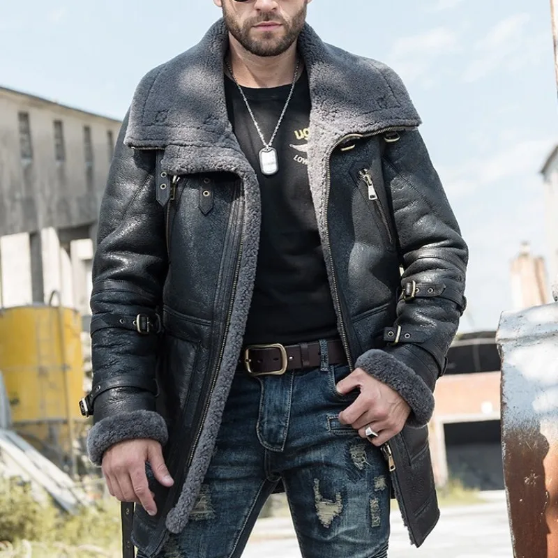 Куртка мужская зимняя из натуральной овечьей шерсти с подкладкой натурального