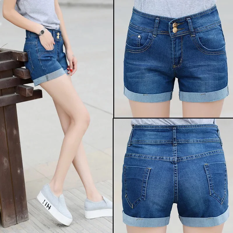 

Caliente Shorts de Jean para verano las mujeres corto Casual Sexy de alta Pantalones cortos ropa de talla grande 26-36