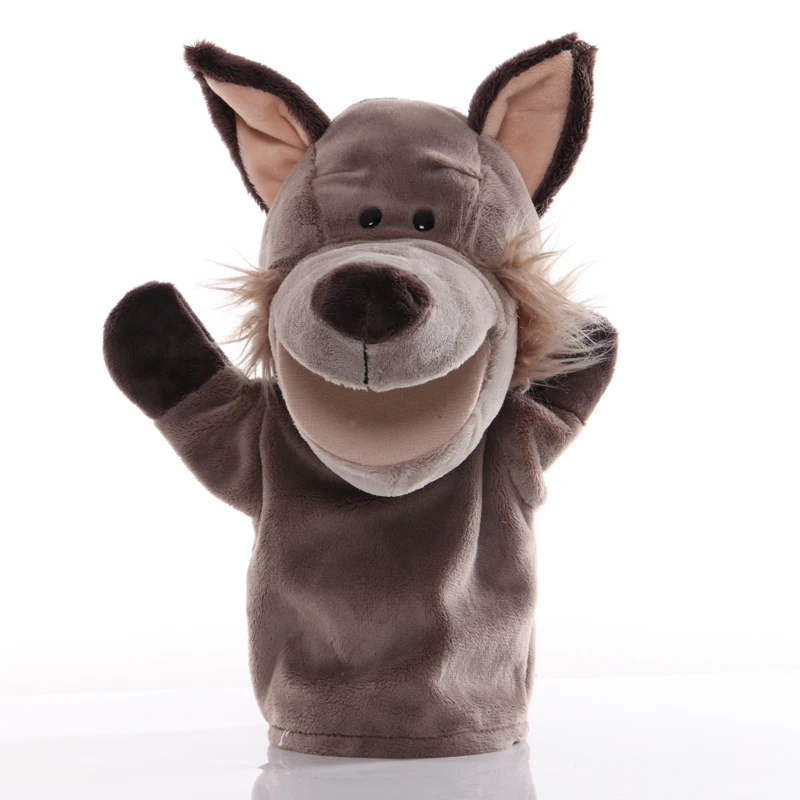 

25cm Animal Hand Puppet Wolf Plush Toys Baby Educational Hand Puppets Cartoon Pretend Telling Story Doll Toy for Children Kids