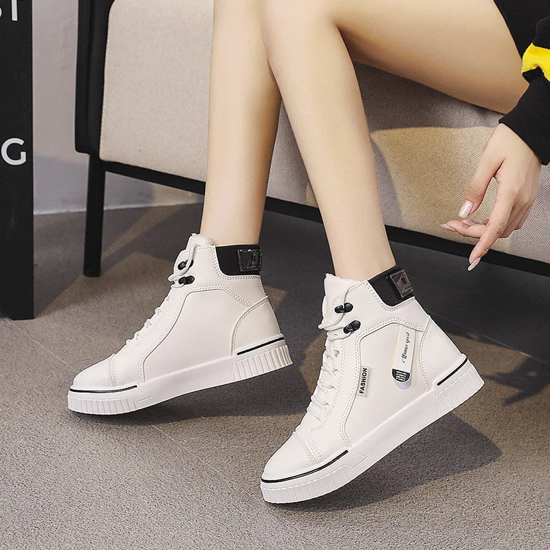 

High Top Plus Velvet Women Sneakers Cold Protection Keep Warm Women Shoes Outdoor Women Casual Increase Shoes Zapatos De Mujer